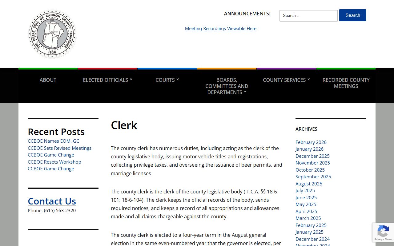 Cannon County traffic ticket records county clerk website