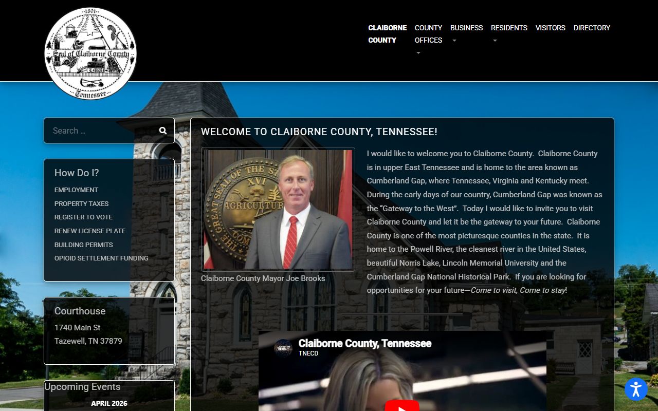 Claiborne County traffic ticket records at the county government website