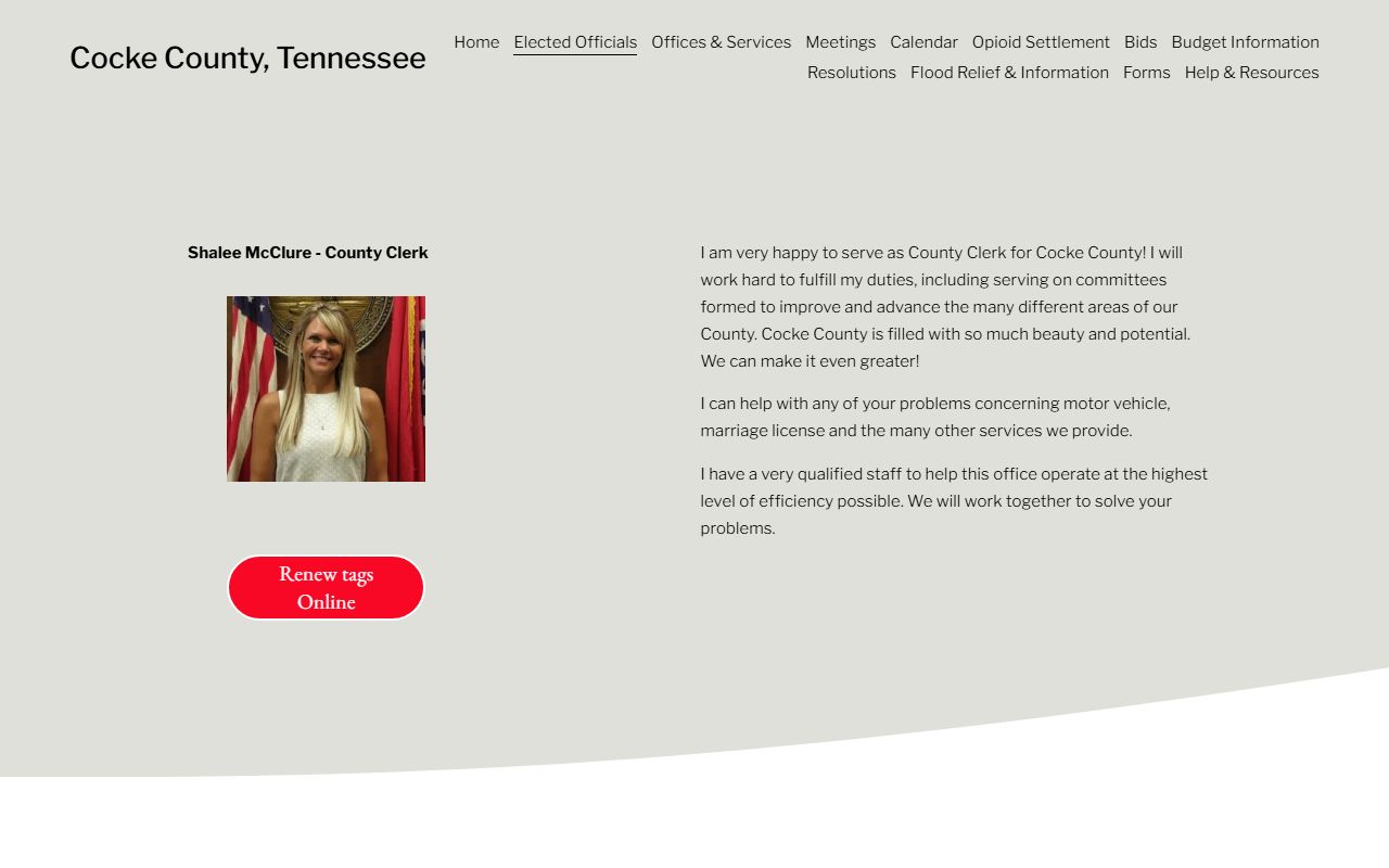 Cocke County traffic ticket records at the county clerk website