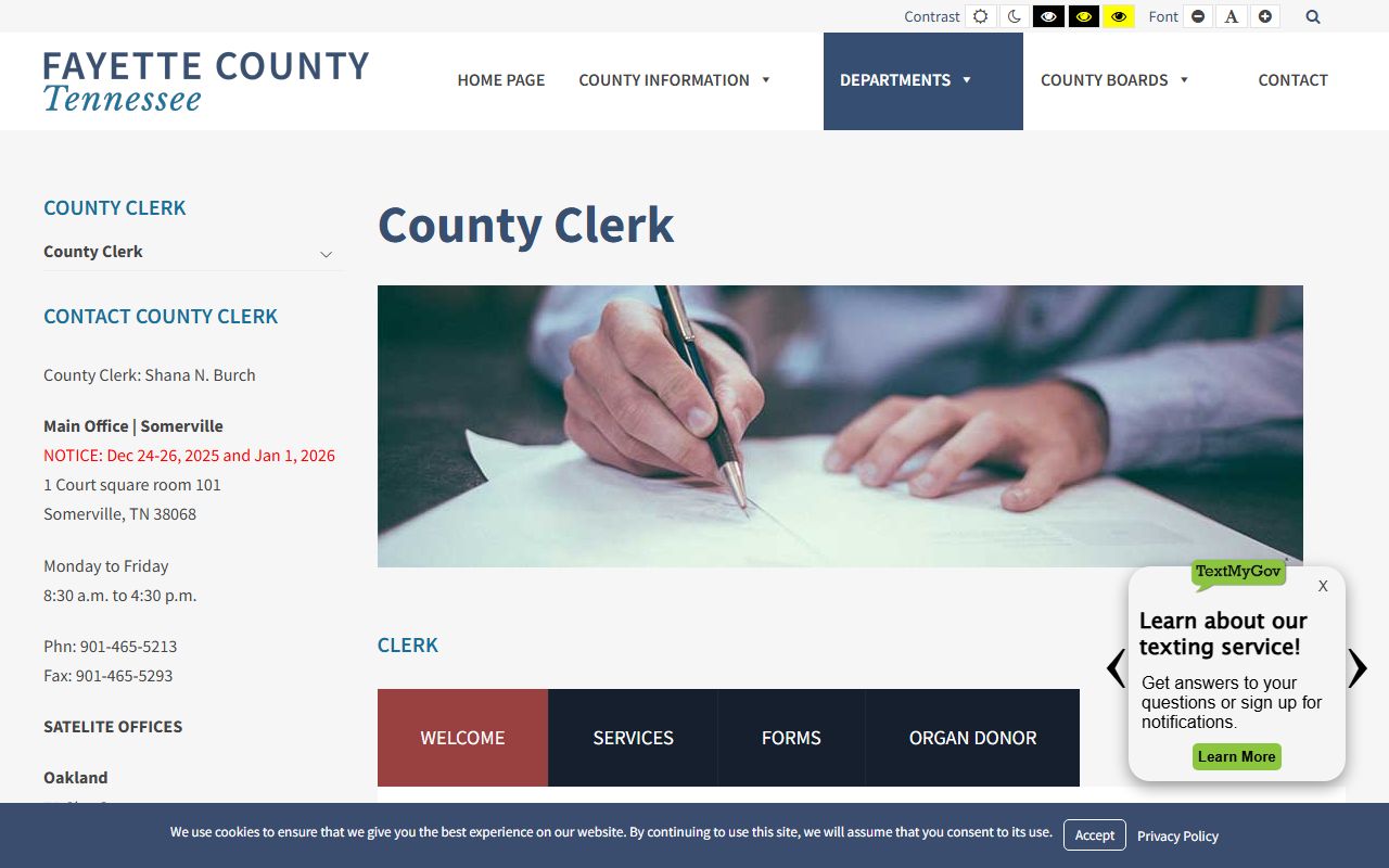 Fayette County traffic ticket records at the county clerk website
