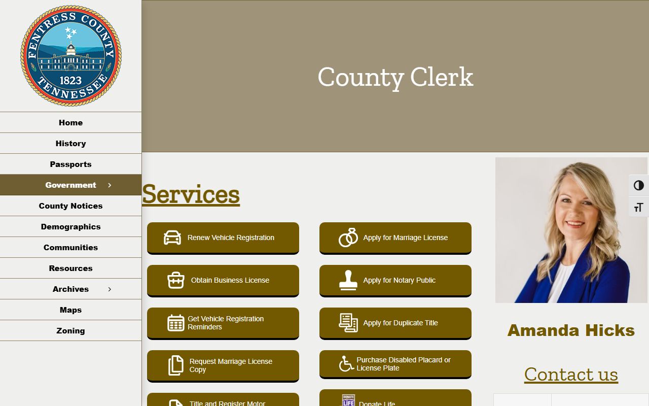 Fentress County traffic ticket records at the county clerk website