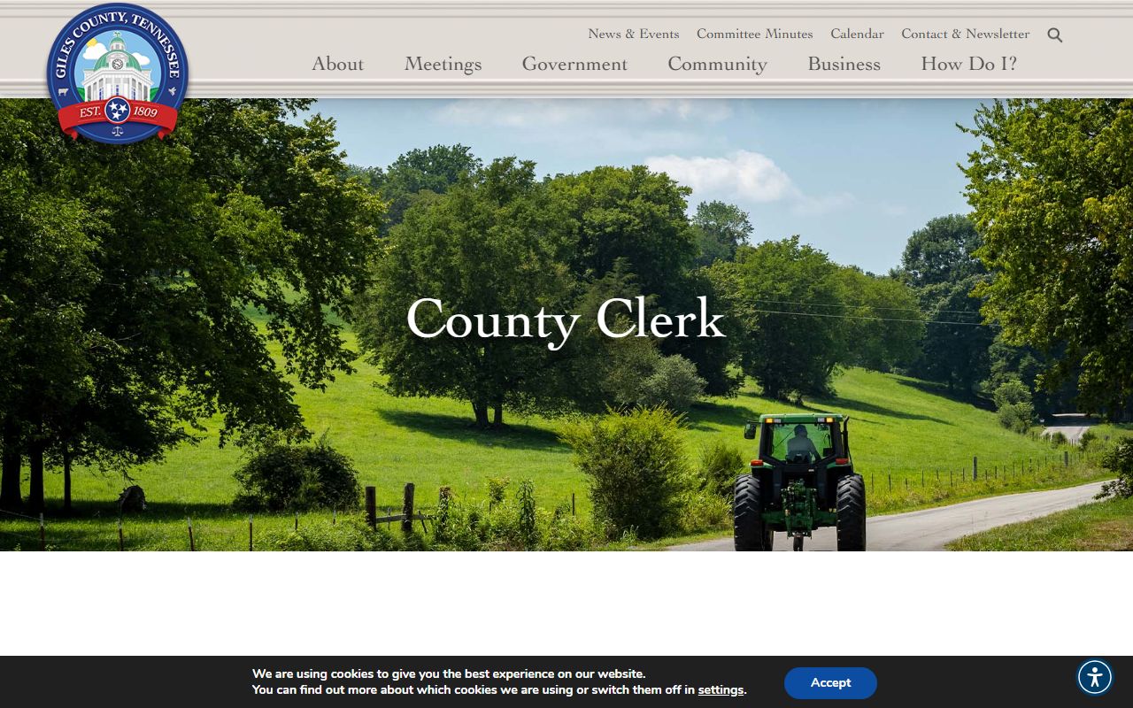 Giles County traffic ticket records at the county clerk website