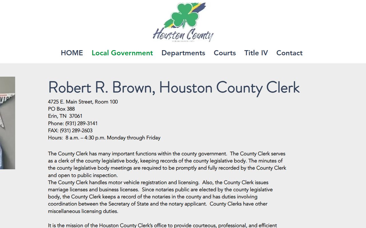 Houston County traffic ticket records at the county clerk website