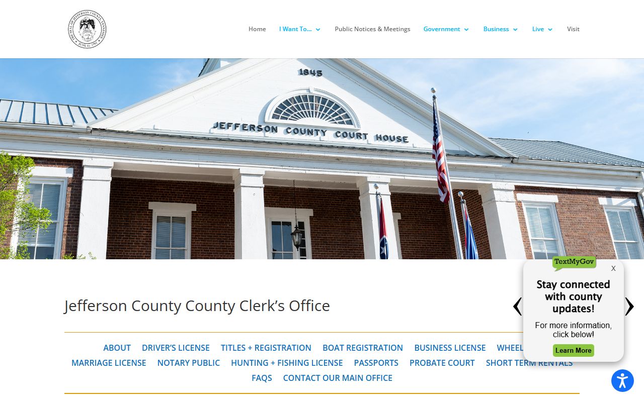 Jefferson County traffic ticket records at the county clerk website