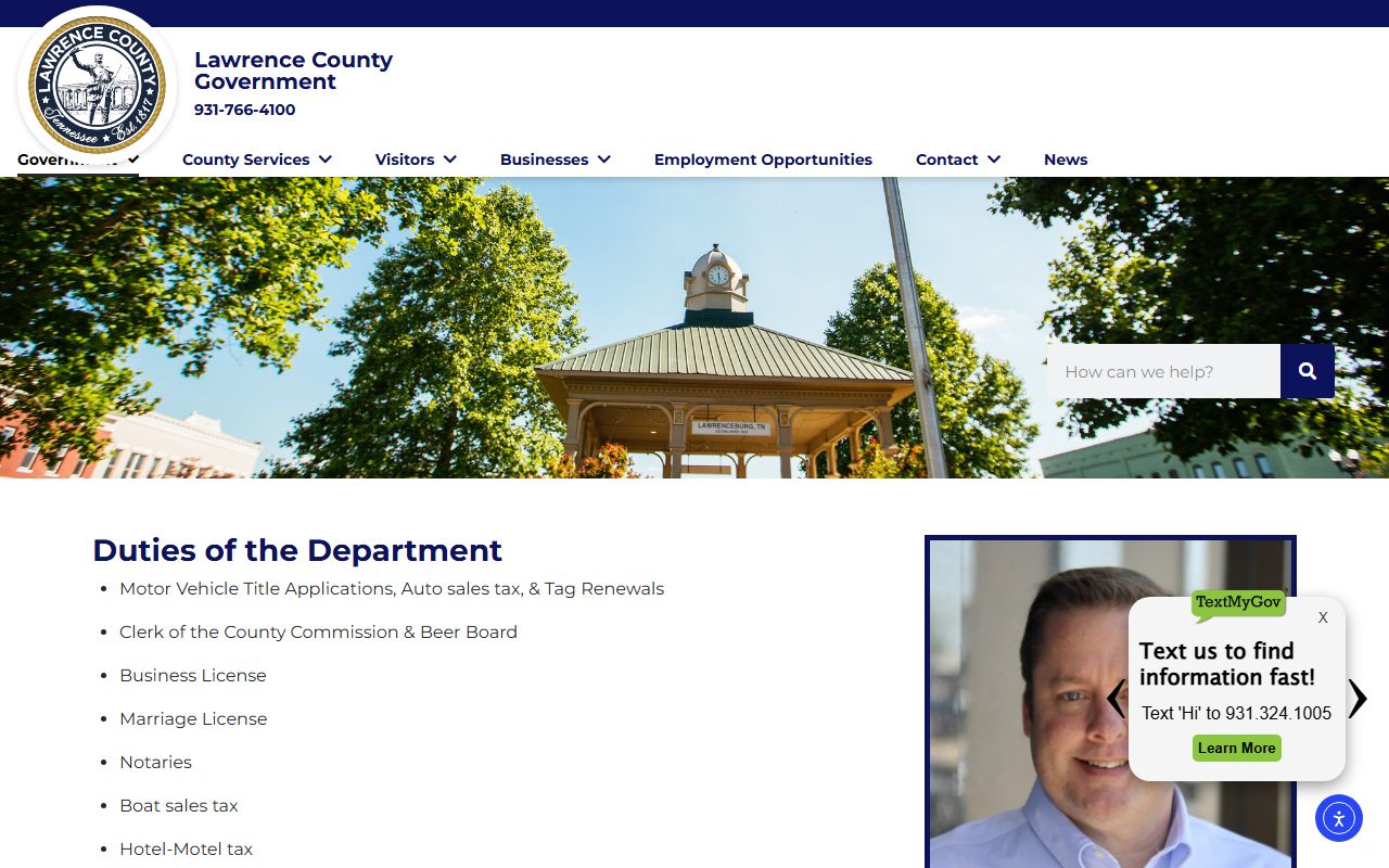Lawrence County traffic ticket records at the county clerk website
