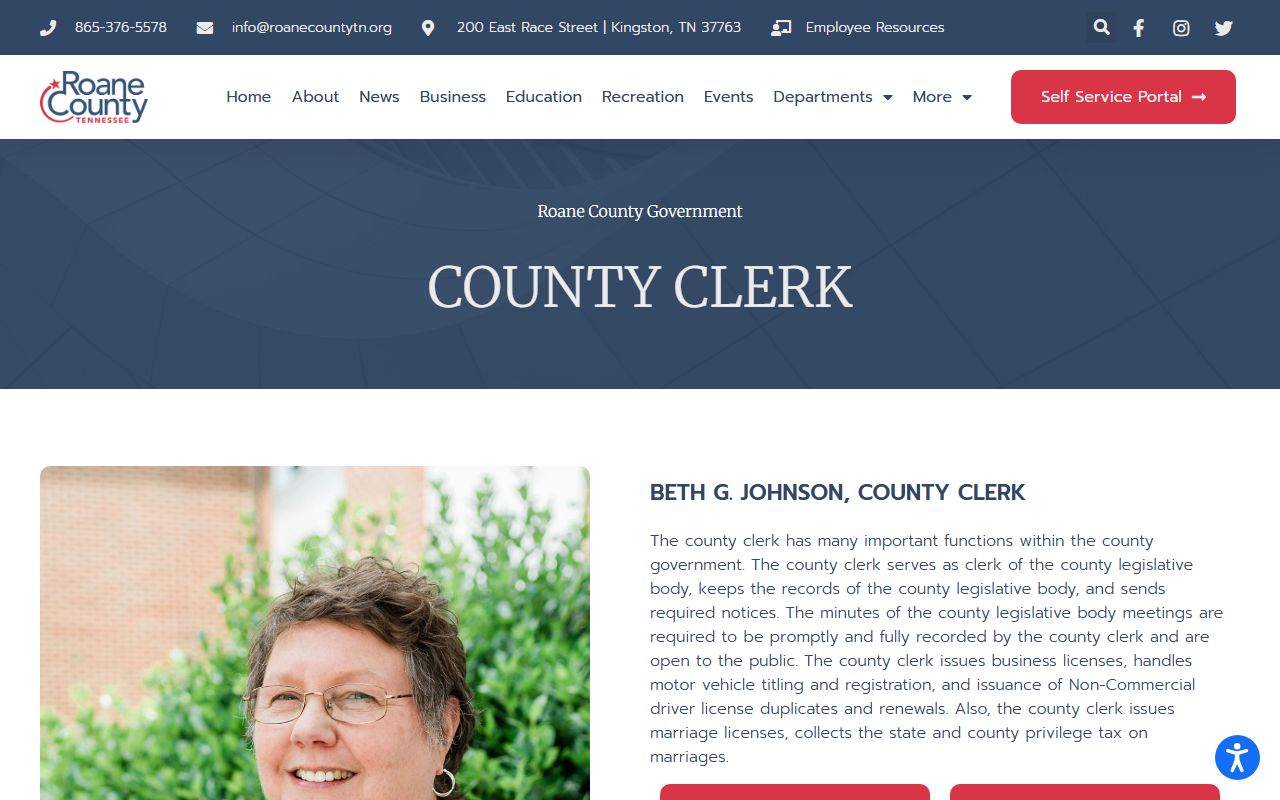 Roane County traffic ticket records at the county clerk website