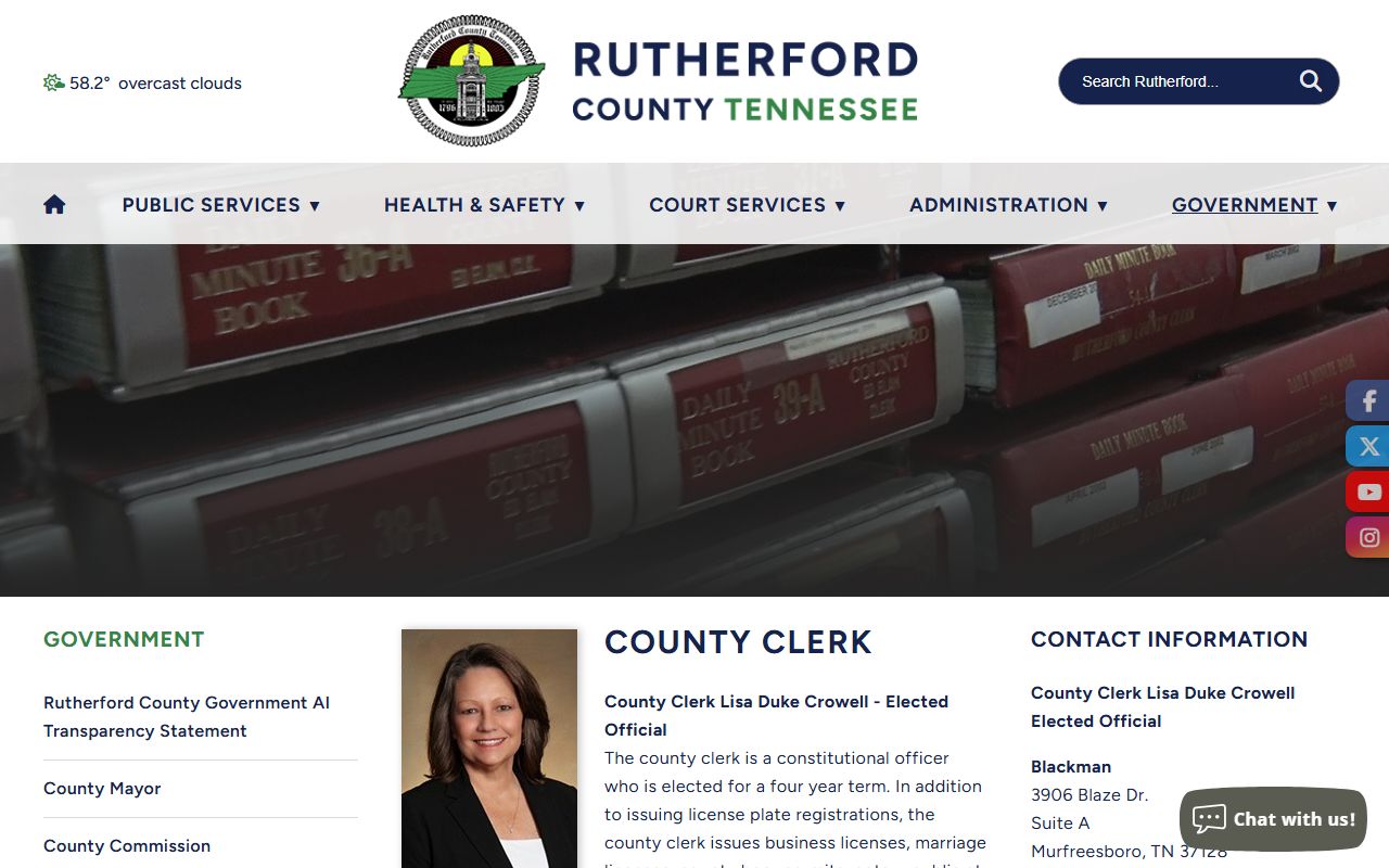 Rutherford County traffic ticket records at the county clerk website
