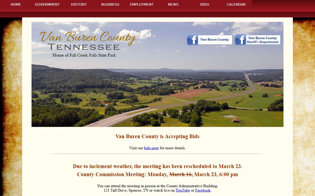 Van Buren County traffic ticket records at the county government website